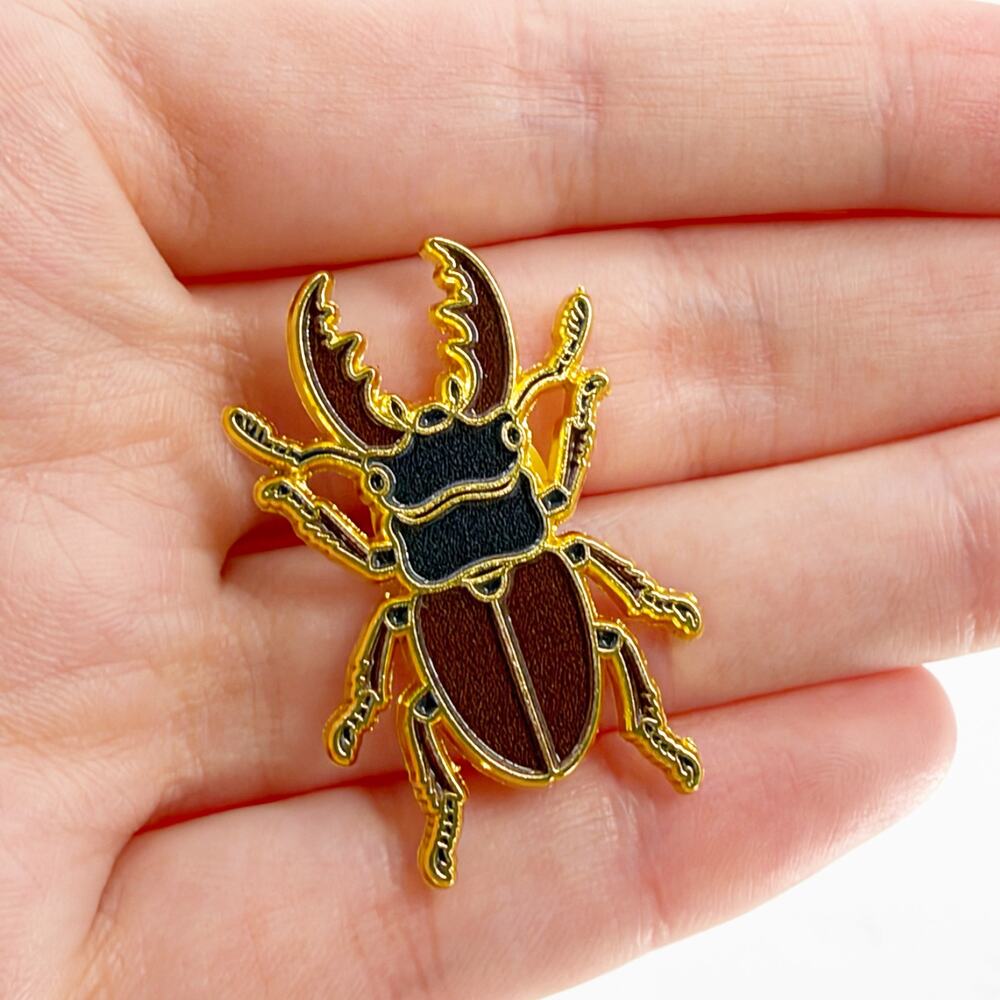 Stag Beetle Enamel Pin Insect Bug Nature Goth Cottagecore
